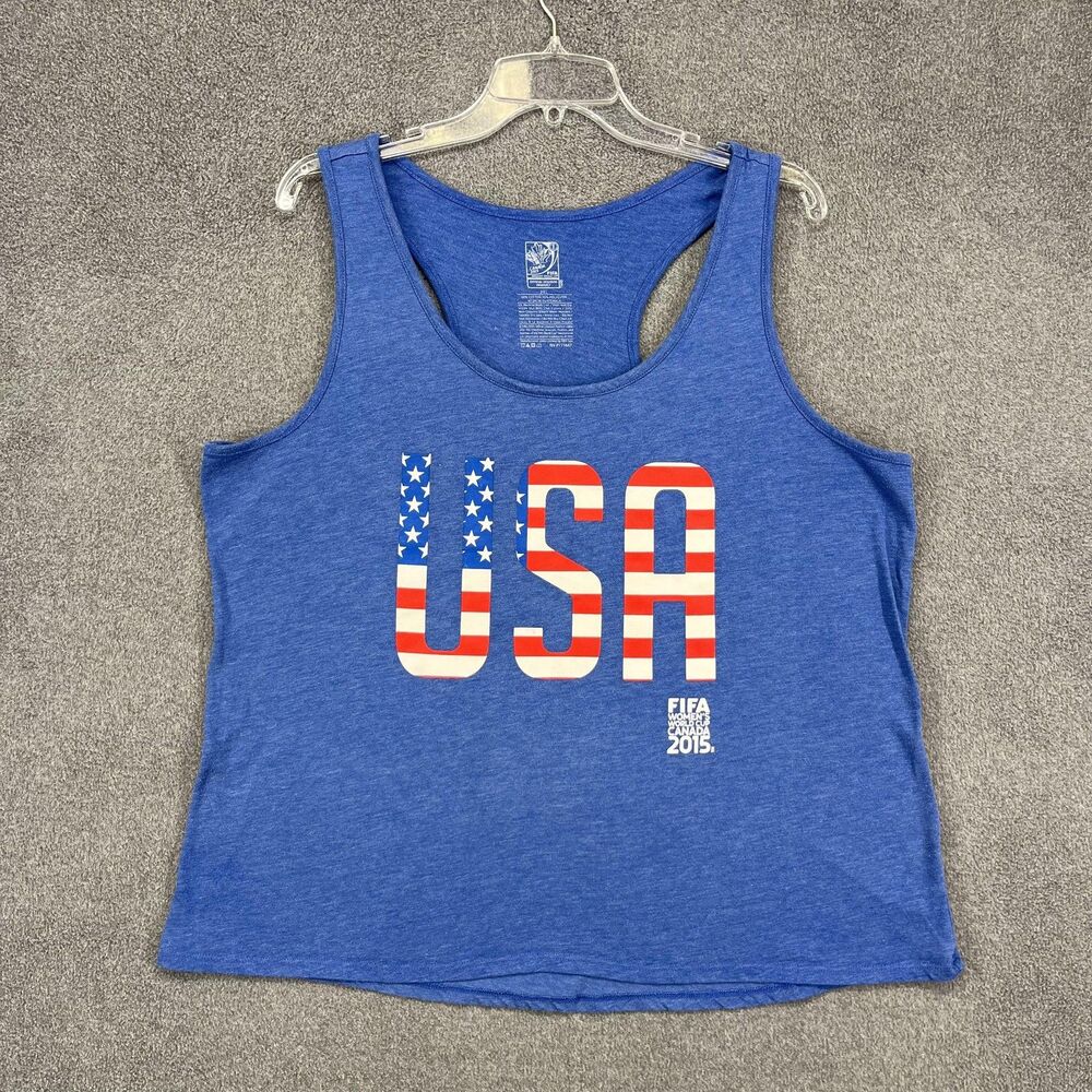 USA Shirt Womens 2XL Blue FIFA Womens World Cup Canada 2015 Soccer American Flag